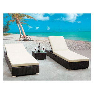 Modern Waterproof Patio Long Reclining Chaise Lounge Set with Cushions Hotel customization Garden Pool Sun Bed