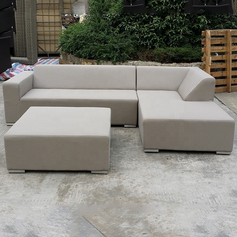 High Density Outdoor Furniture Patio Couch Fabric Arm Chair With Ottoman Single Sofa Set Garden Sets