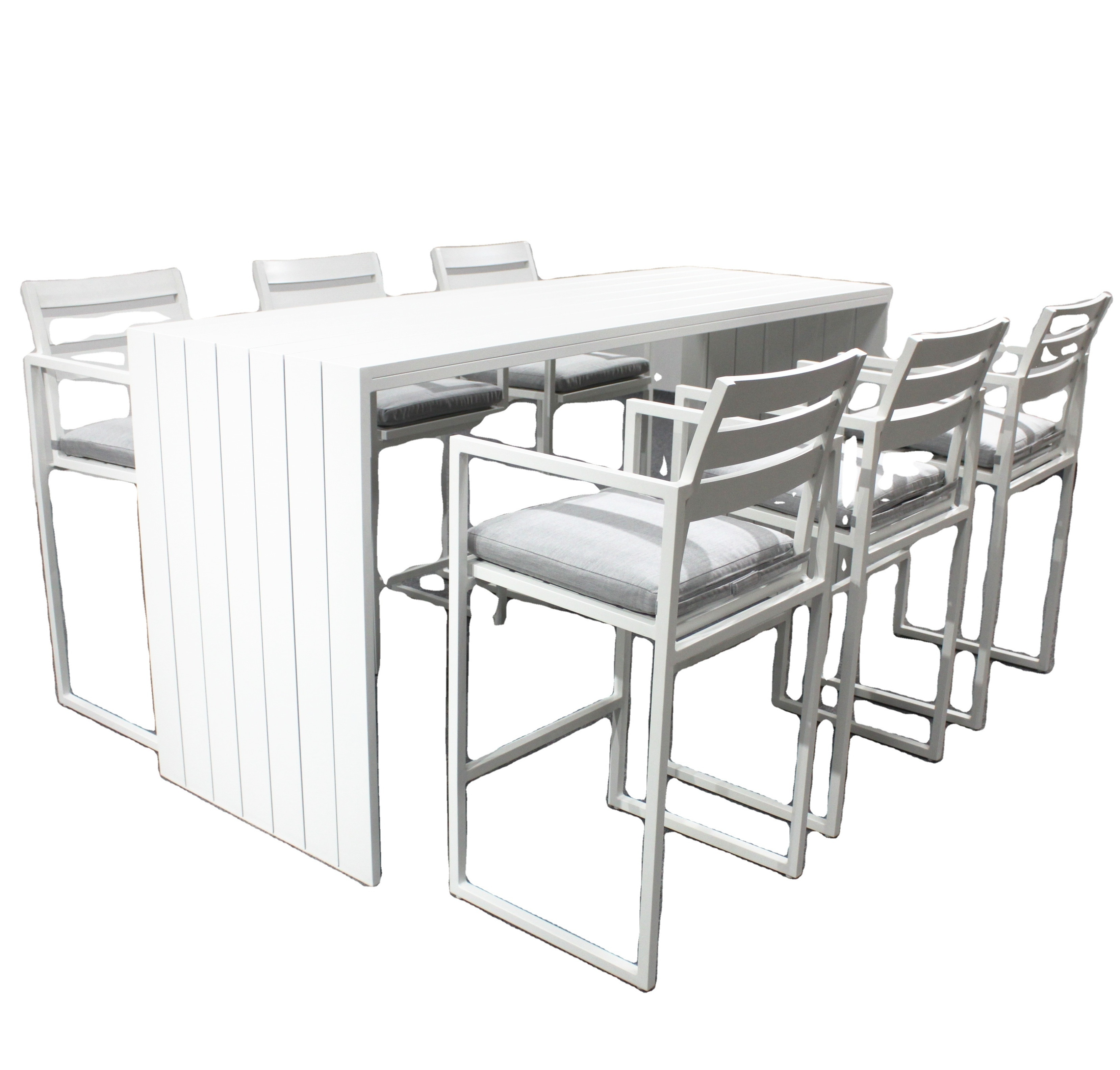 Patio bar furniture six seater aluminum metal high outdoor bar table set