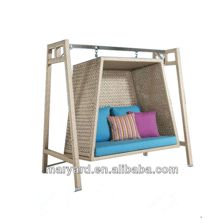 High Quality Garden Swing Sets Beach Metal Patio Wrought Patio Swings 2 Seater Cushion Swing Chair Padding Canopy 3 Years