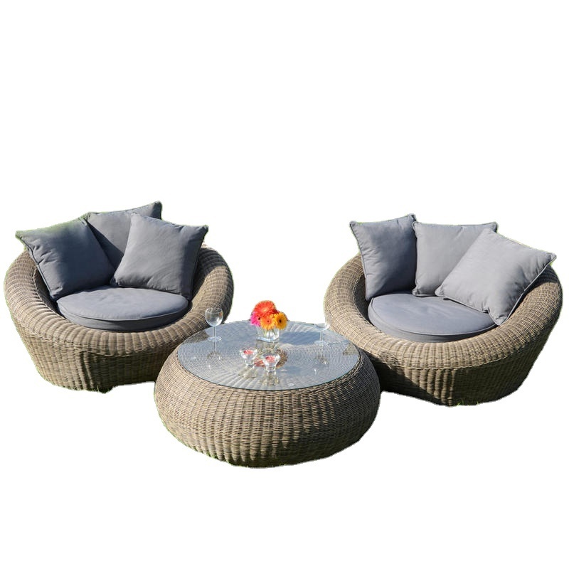 outdoor sectional 3 seat  sofa lounge garden furniture L shaped outdoor rattan sofa set