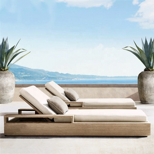 Outdoor Patio Chaise Luxury Poolside Furniture Classic Lounge Wood European Beach Sunbed