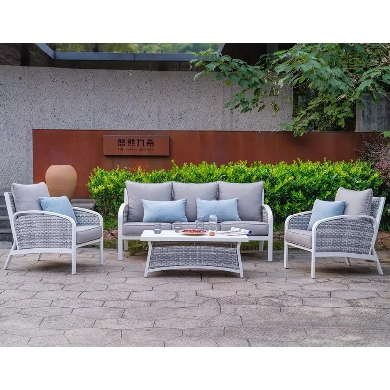 Modern Design Rattan Outdoor Garden Furniture Patio Couch Leisure Three Seater Sofa Set Hand Weave Wicker Furniture