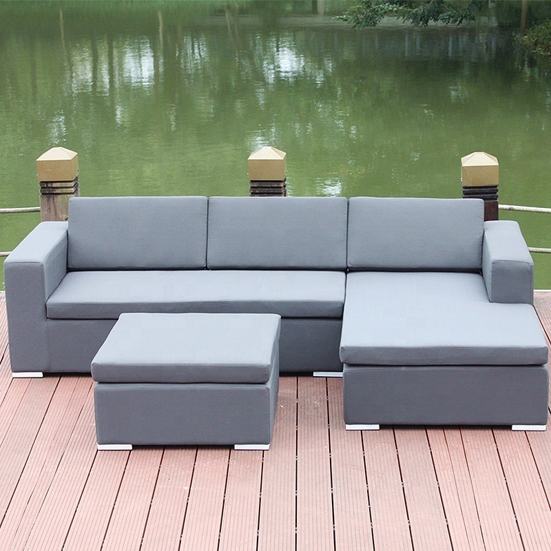 High Density Outdoor Furniture Patio Couch Fabric Arm Chair With Ottoman Single Sofa Set Garden Sets