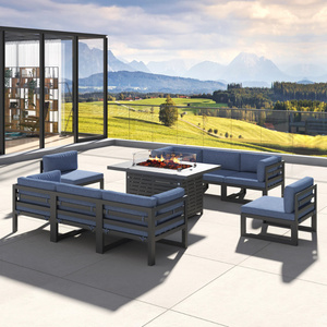 Luxury Sectional Aluminum Furniture Patio Couch With Fire Pit Table Outdoor Combination Garden Sofa Set