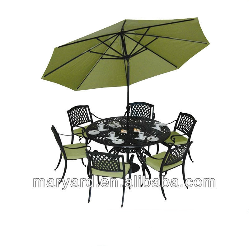 Garden Set Cast Aluminum Outdoor Furniture Patio Dining Chair Set  BBQ Table  Fire Pit Ceramic Bbq Set For Backyard