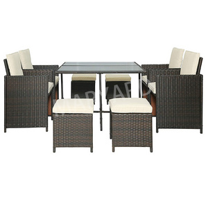 Hot sales 9pcs Outdoor Patio Furniture Sets Rattan Wicker Patio Dining Table Set Garden Conversation Sofa Set