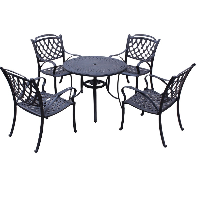 Garden Set Cast Aluminum Outdoor Furniture Patio Dining Chair Set  BBQ Table  Fire Pit Ceramic Bbq Set For Backyard