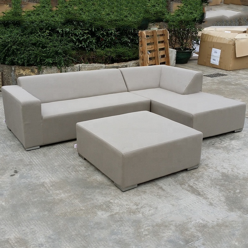 High Density Outdoor Furniture Patio Couch Fabric Arm Chair With Ottoman Single Sofa Set Garden Sets