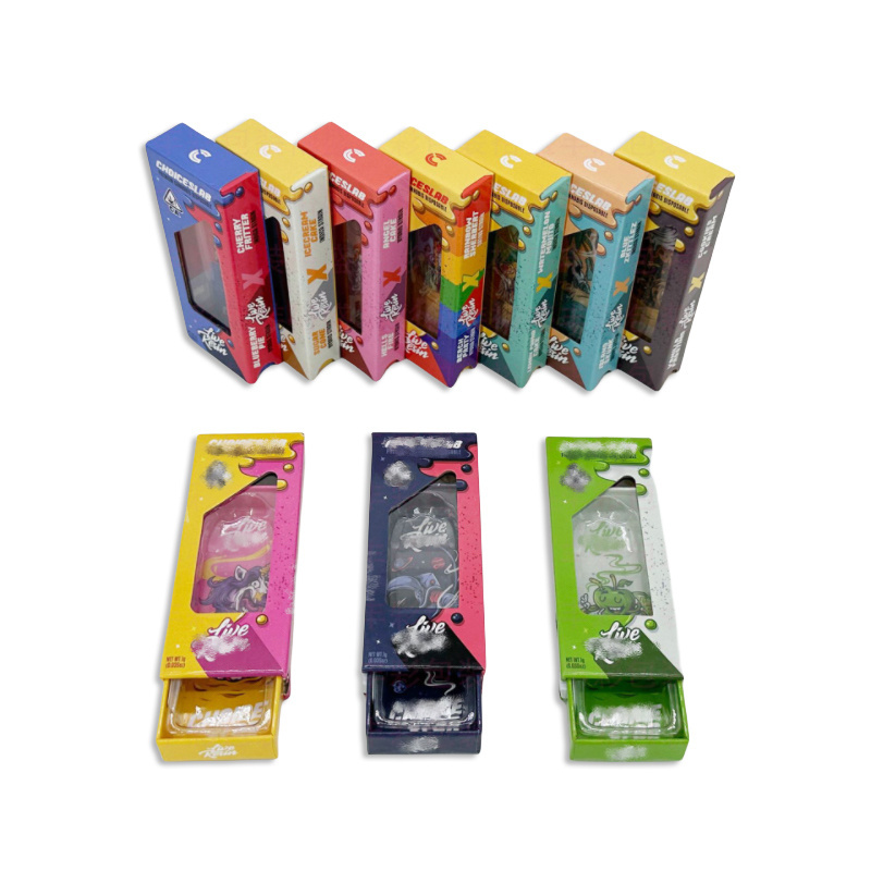 Childproof CR Button Paper Box Custom 0.5ml 1ml push button Cartridge Packaging Box Child Resistant Box