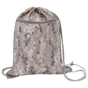 Digital Camo Drawstring Tote Bag Backpack With Zipper Pocket