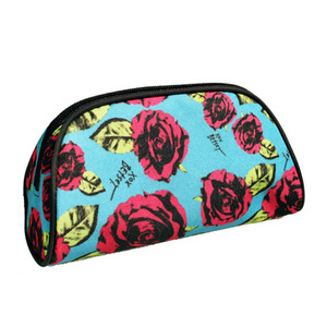 Fully sublimated polyester dome style cosmetic bag with top zipper closure