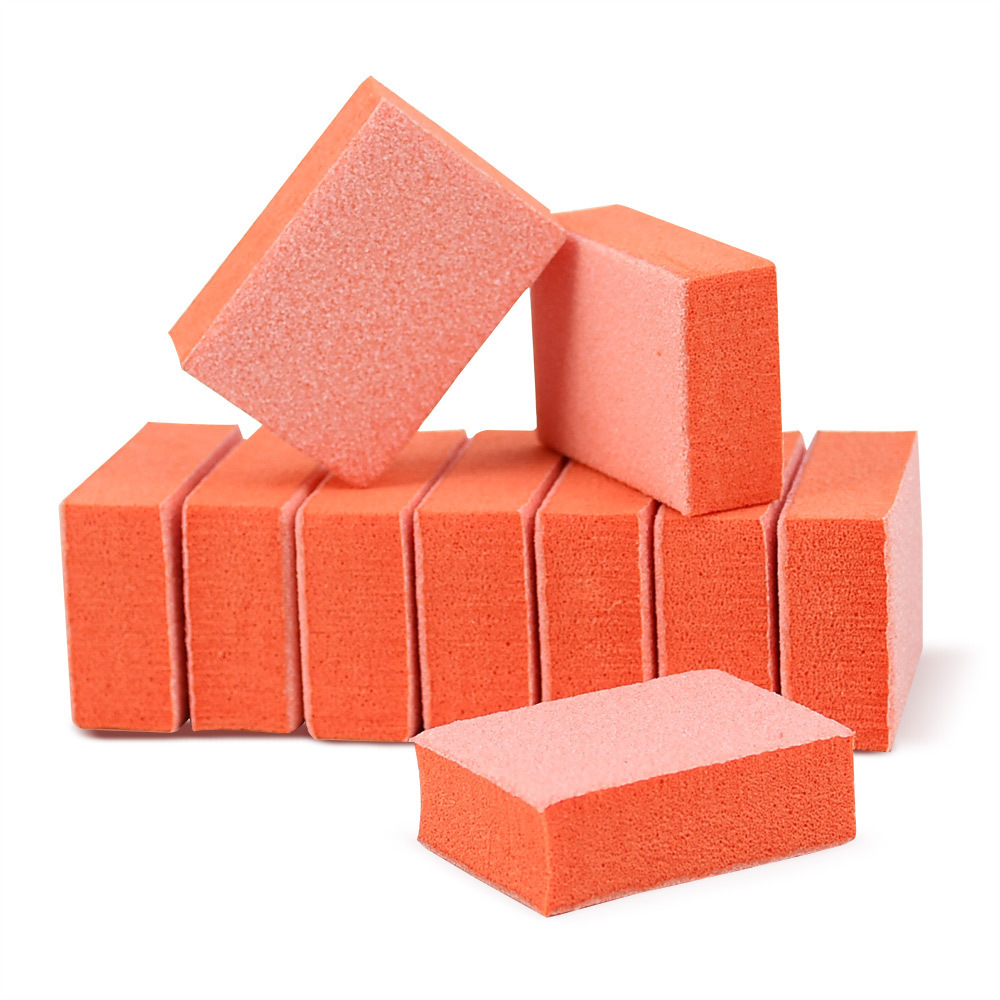 USA Free Shipping 1500Pcs/Case Orange 2 Side Sponge 80/100 Disposable Mini Nail Buffer Sanding Block