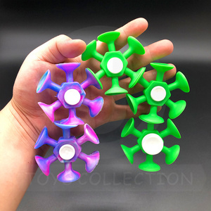 Newest Tiktok Pop Hot sale TPR Fingertip Spin anti Stress Relief Toy Children Kids Boys Sucker Spinner Fidget Toys For Adults