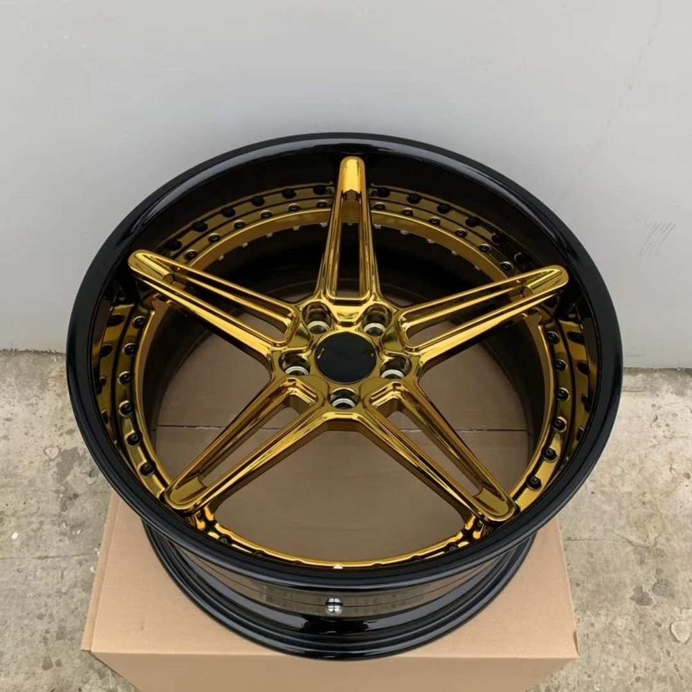 2019 Hot forged black and chrome gold 5x139.7 car  rims 19 inch concave wheels