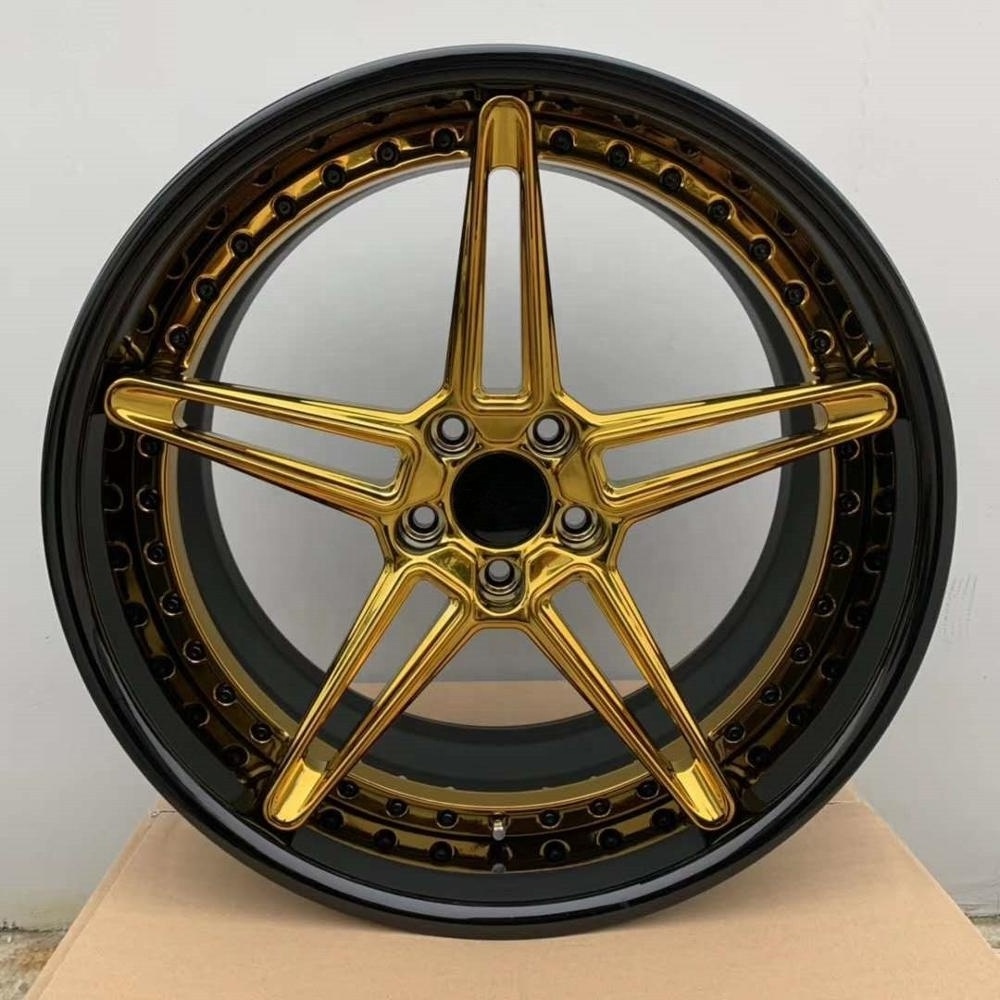 2019 Hot forged black and chrome gold 5x139.7 car  rims 19 inch concave wheels