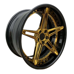 2019 Hot forged black and chrome gold 5x139.7 car  rims 19 inch concave wheels