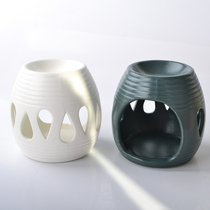 Nordic Ceramic Aroma Lamp Wax Melt Carved Hollow Out Porcelain Essential Oil Burner Tea Light Candle Warmer