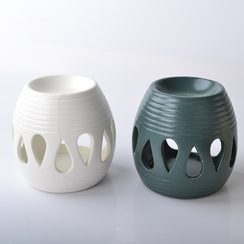 Nordic Ceramic Aroma Lamp Wax Melt Carved Hollow Out Porcelain Essential Oil Burner Tea Light Candle Warmer