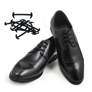 EASY tie Elastic Silicone Shoelaces 12Pcs Stretch dress shoe laces Dress show tie for men