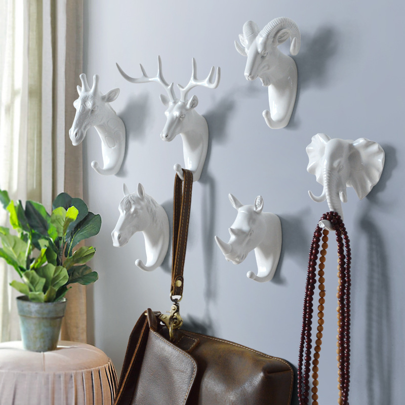 Creative Hook  Deer Head Wall Decoration hook Creative animal head coat hook