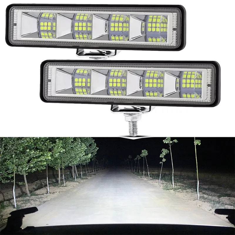 12W LED Bar Flood Light 4x4 24 LED Work Light Cars Offroad SUV ATV Tractor Trucks Excavator 12V Fluorescent Flashing Floodlight