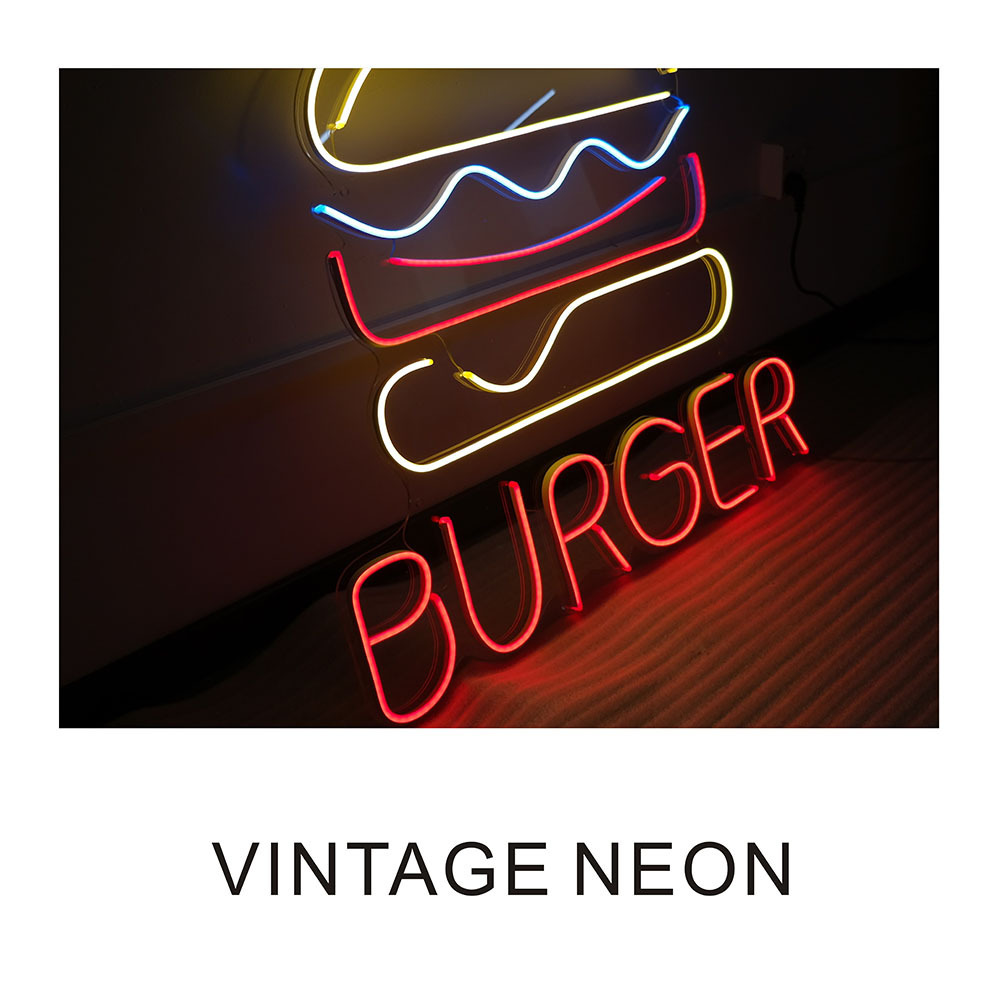 Burger neon logo signage for business led light