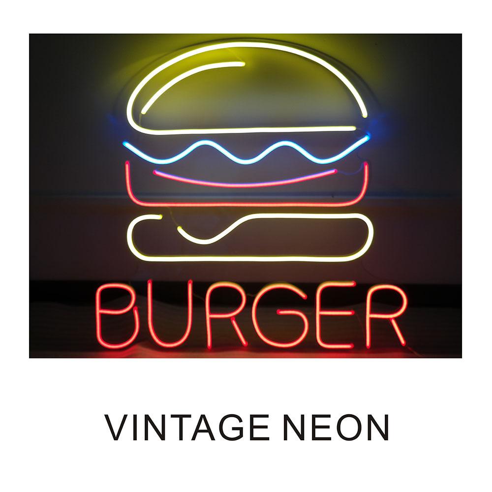 Burger neon logo signage for business led light