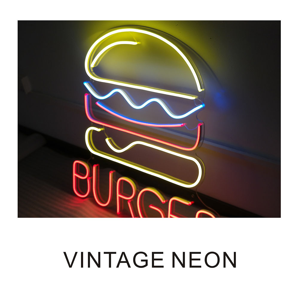 Burger neon logo signage for business led light