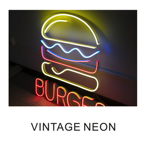 Burger neon logo signage for business led light