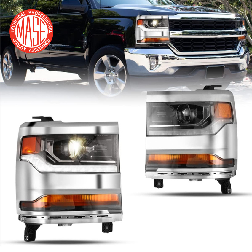 CZJF Head Lamp Front Light Headlight HID Chrime For Chevrolet Chevy Silverado 1500 2016-2018 OEM 84388724