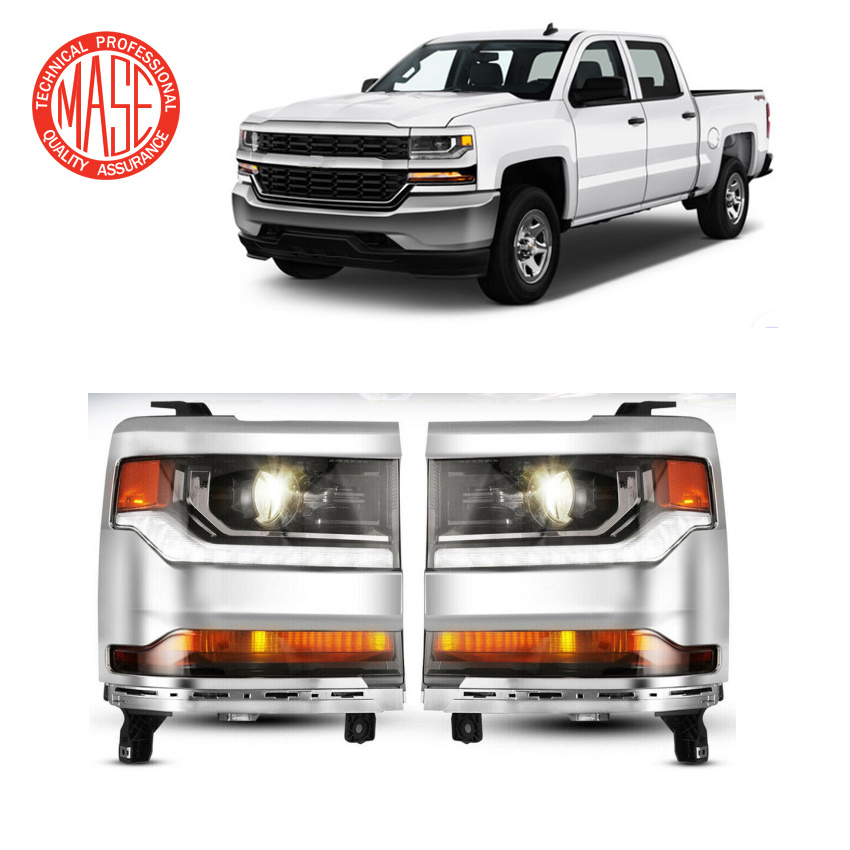 CZJF Head Lamp Front Light Headlight HID Chrime For Chevrolet Chevy Silverado 1500 2016-2018 OEM 84388724