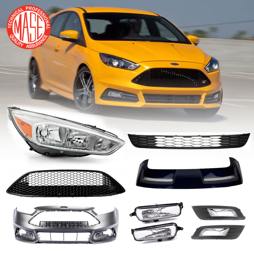 CZJF Front Bumper Grille Mesh Grill for Ford Focus ST 2015 2016 2017 2018 Front Grille Gloss Black FIEZ-17757-D FIEB-17B968-BA