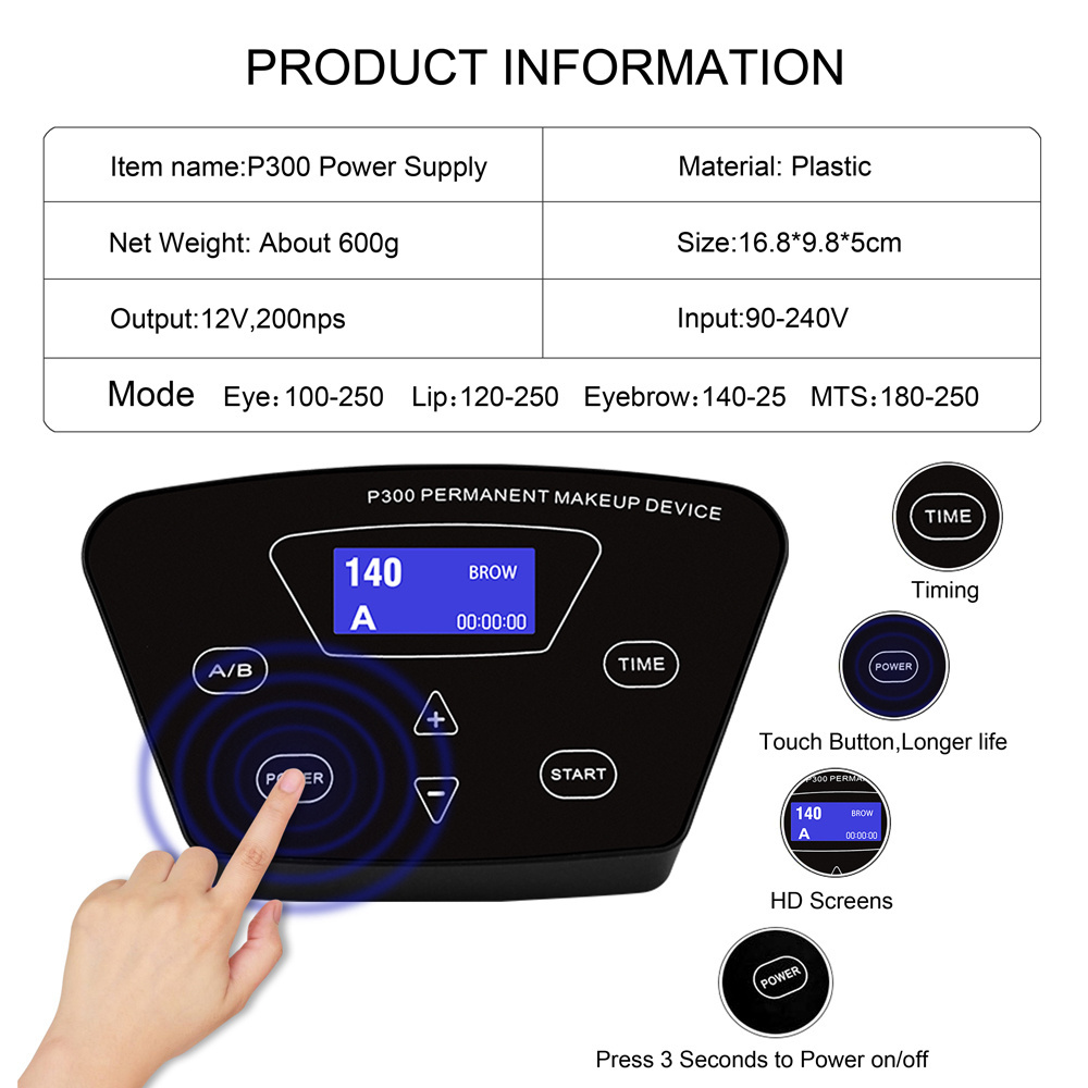 Cartridge Needle Biomaser P300 Eyebrow Tattooing Machine,  Newest Digital Semi Permanent Makeup Machine