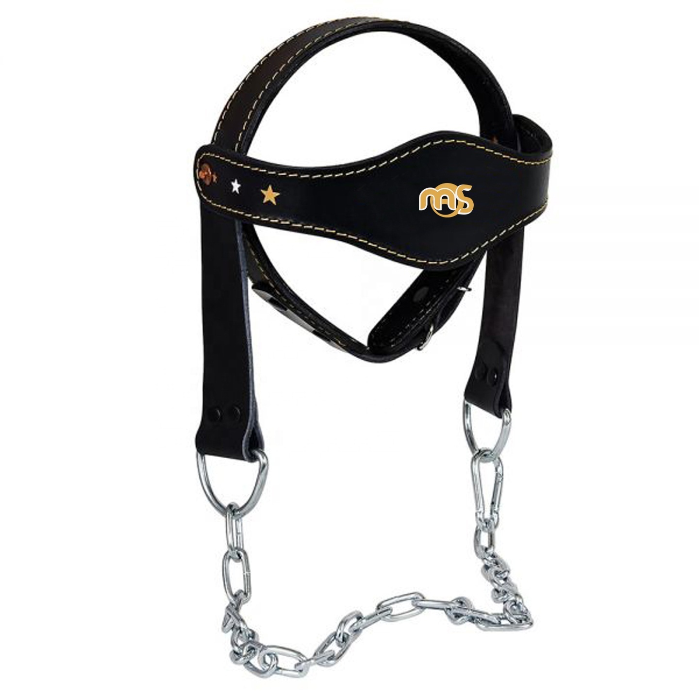 Fitness Neck Harness for Weight Lifting, Resistance Training, or Injury Recovery with Long Steel Chain and Neoprene Head