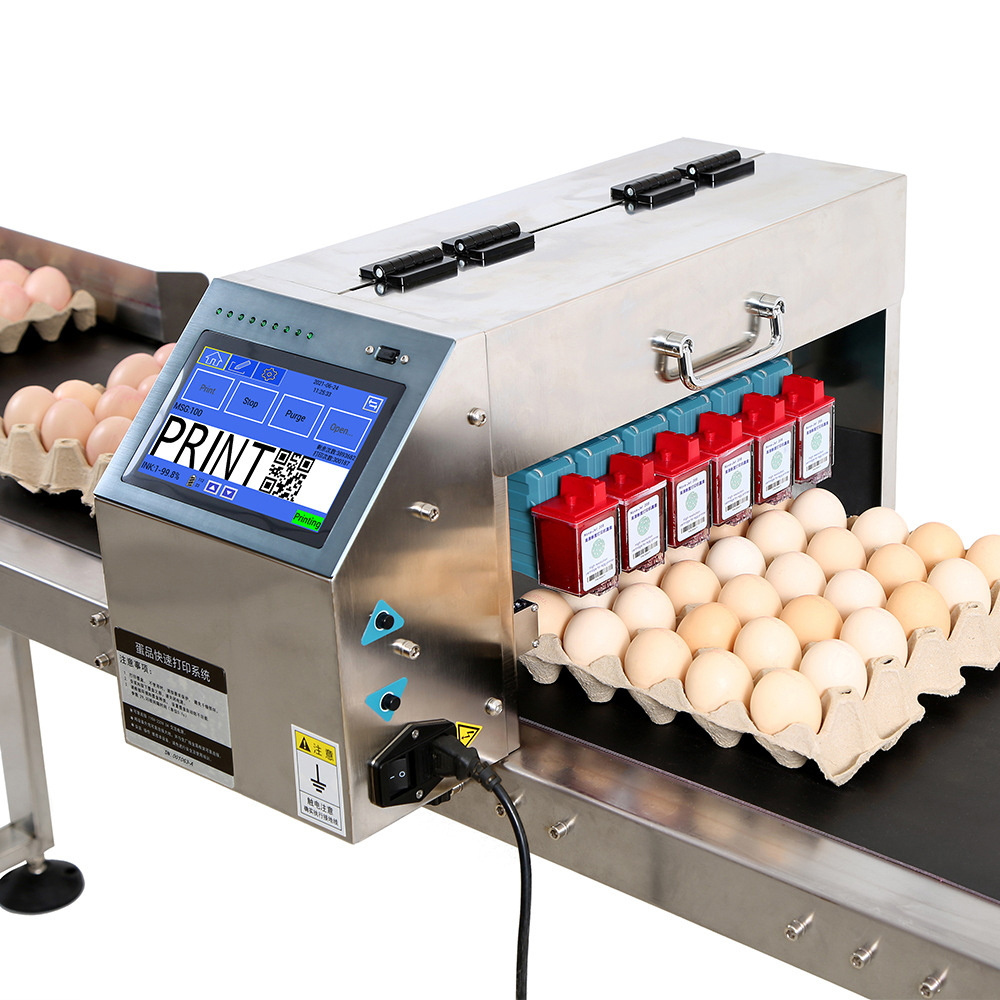 Easy to operate, precise control of color labels, date cartons, fully automatic online inkjet egg printer