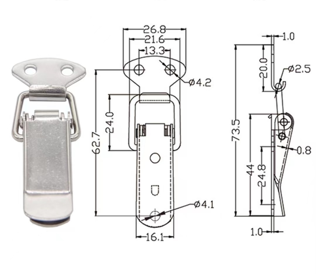 1 pcs suitcase briefcase metal flat 90 degree machine toggle latch with wire toggle