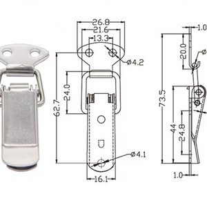 1 pcs suitcase briefcase metal flat 90 degree machine toggle latch with wire toggle