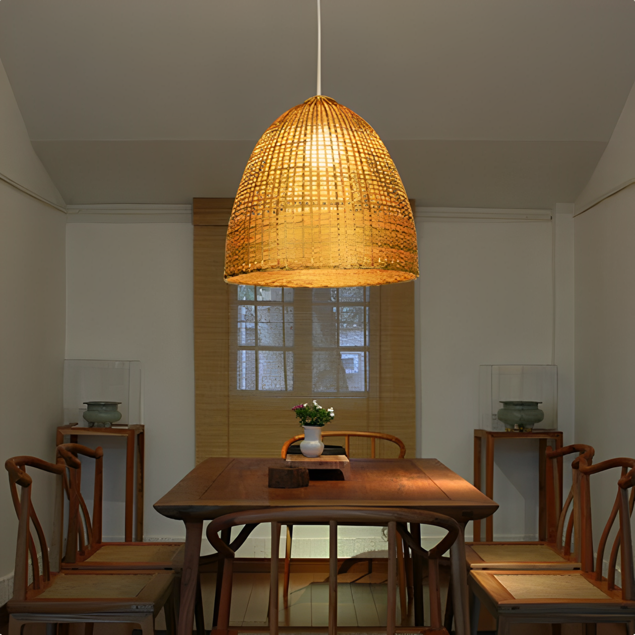 Classic style Bamboo Woven Pendant lamp Restaurant Kitchen Living Room Bamboo Decor Chandelier Light Fixtures