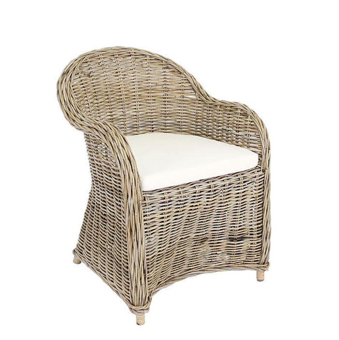 High Quality and Durable Wood Rattan Wicker Hotel Terrace Arm Chair for Outdoor Furniture