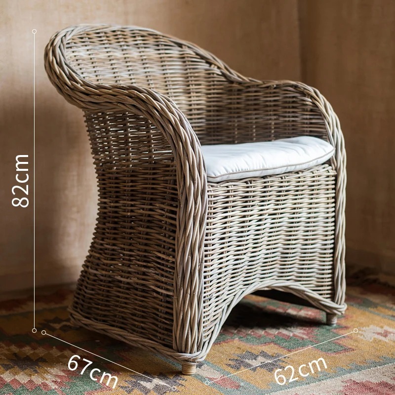 High Quality and Durable Wood Rattan Wicker Hotel Terrace Arm Chair for Outdoor Furniture