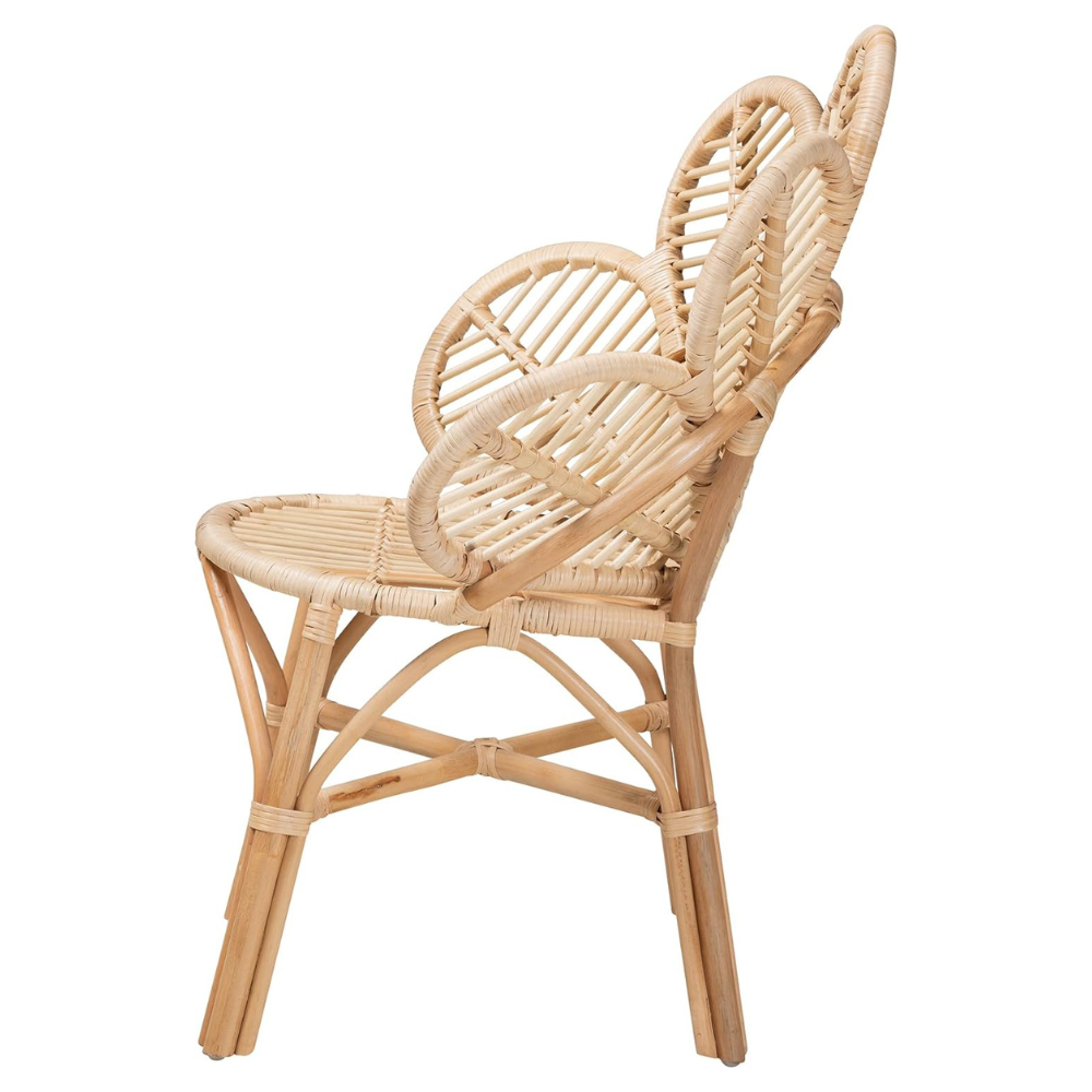 High Quality Handcrafted Natural Antique Rattan Flower Chair for Living Room Decoration