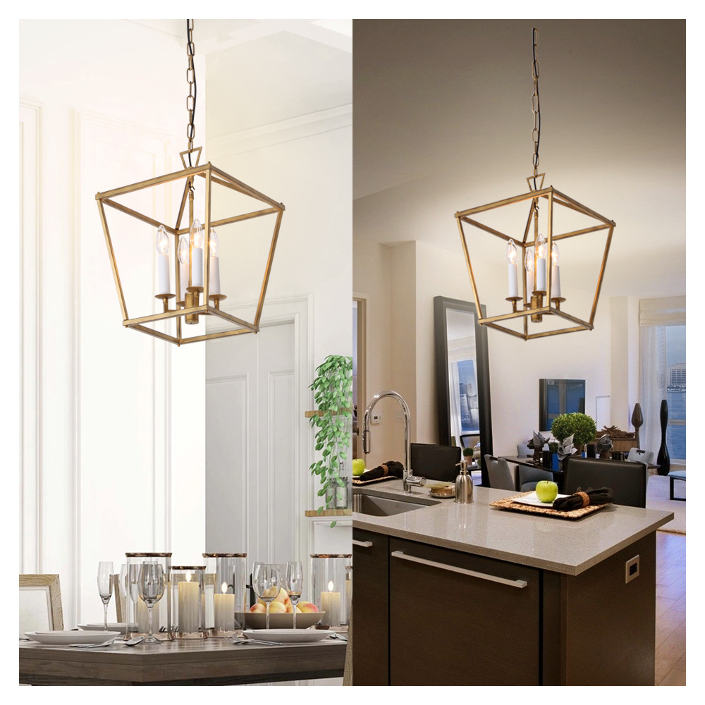 Farmhouse Cage Lantern Foyer Modern Pendant Light Retro Hanging Lamp Fixtures For Entryway Kitchen