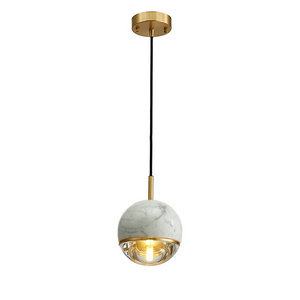 Luxurious Single Head Marble Pendant Light Kitchen Island Cafe Restaurant Bedroom Light Fixture Lighting