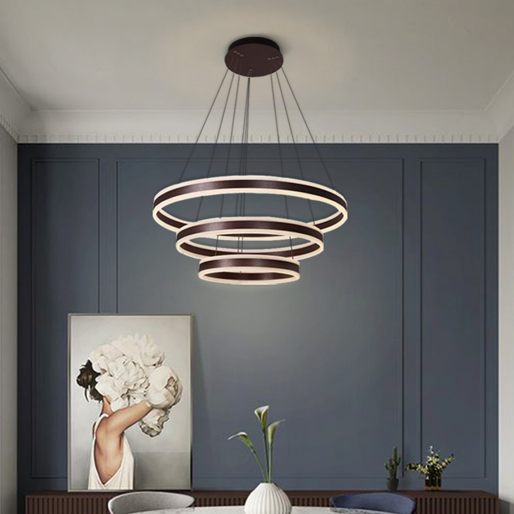 Indoor Large 3 Rings Modern Chandelier Hotel Lobby Decoration Lighting LED Pendant Light