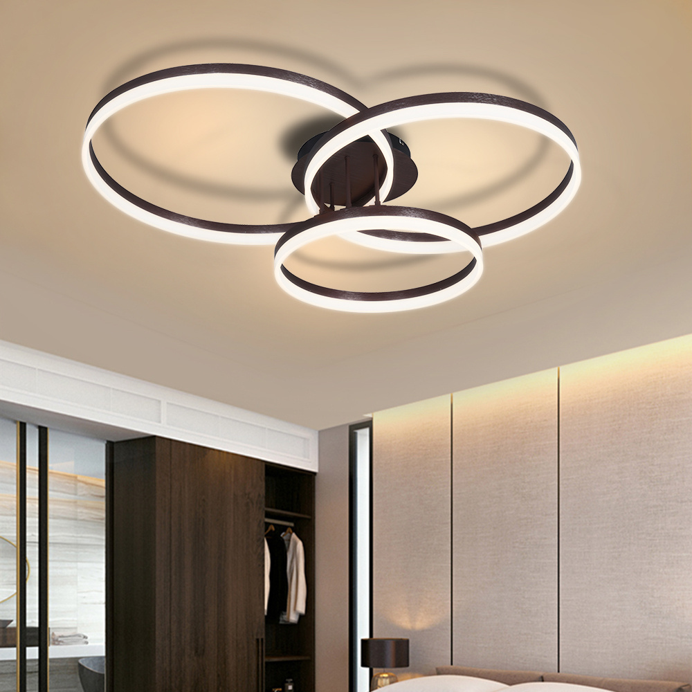 Masivel Led Light Ceiling 3 Rings 96W Acrylic Lampshade Contemporary Ceiling Light for Entrance