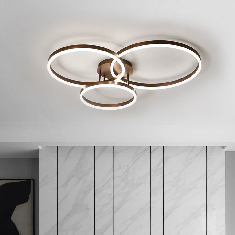 Masivel Led Light Ceiling 3 Rings 96W Acrylic Lampshade Contemporary Ceiling Light for Entrance