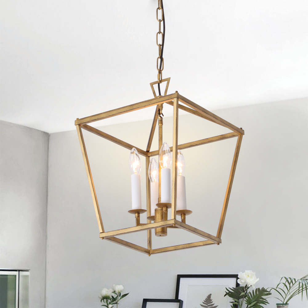 Farmhouse Cage Lantern Foyer Modern Pendant Light Retro Hanging Lamp Fixtures For Entryway Kitchen