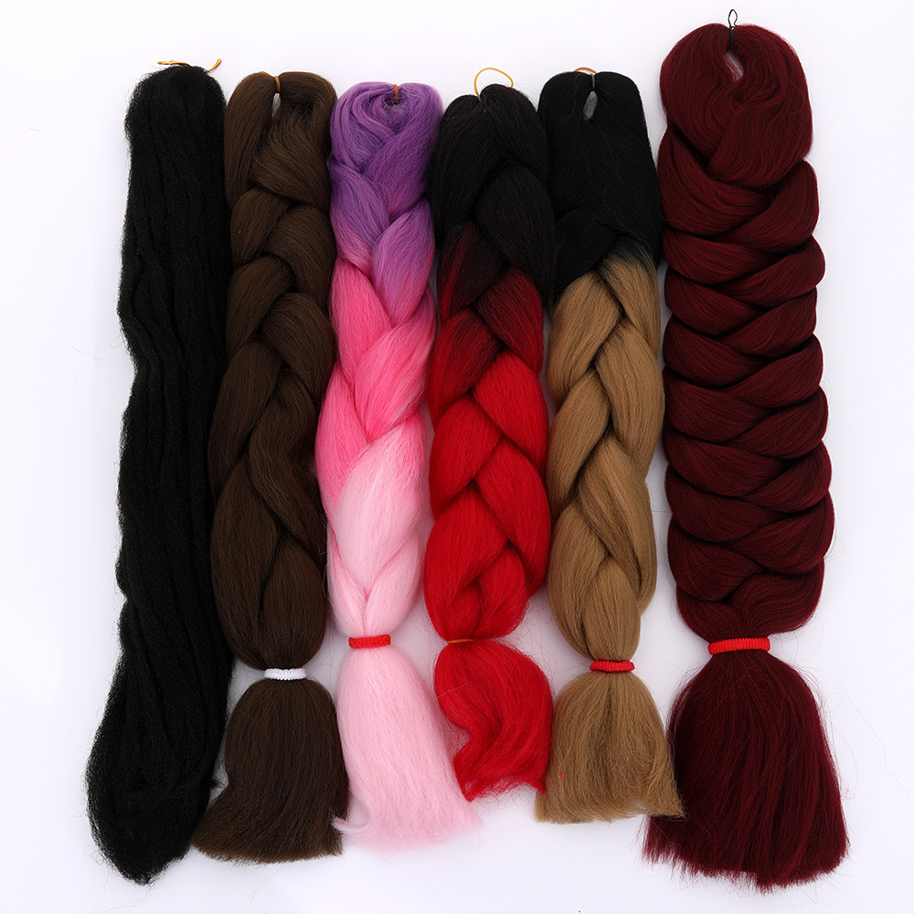 JINRUILI 3X Xpress Ombre Pre-Stretched Easy to Braid Afro Jumbo Crochet Synthetic Braiding Hair Hair Extension For Black Women