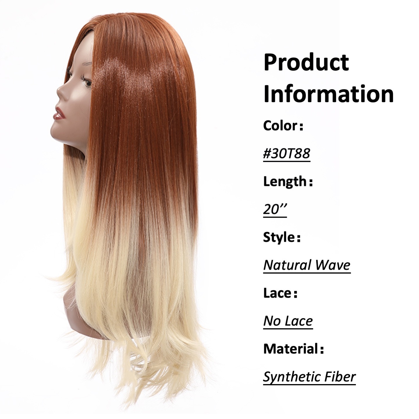 JINRUILI Best selling Customize synthetic hair long straight wigs honey brown and white ombre human hair like wig for woman